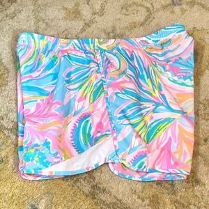 Lily Pulitzer, Ocean Trail,Luxletic Shorts, No Undershorts- Size LARGE